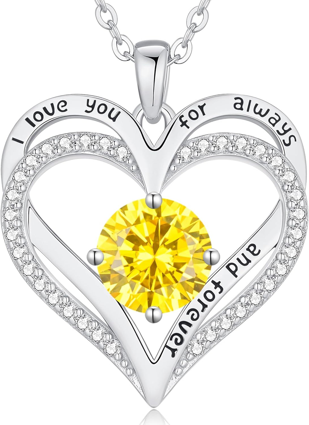 LOUISA SECRET Love Heart Birthstone Necklaces for Women, Birthday Gift for Women, Anniversary Jewelry for Wife Her, 925 Sterling Silver Pendant Necklace, Mother's Day Gift