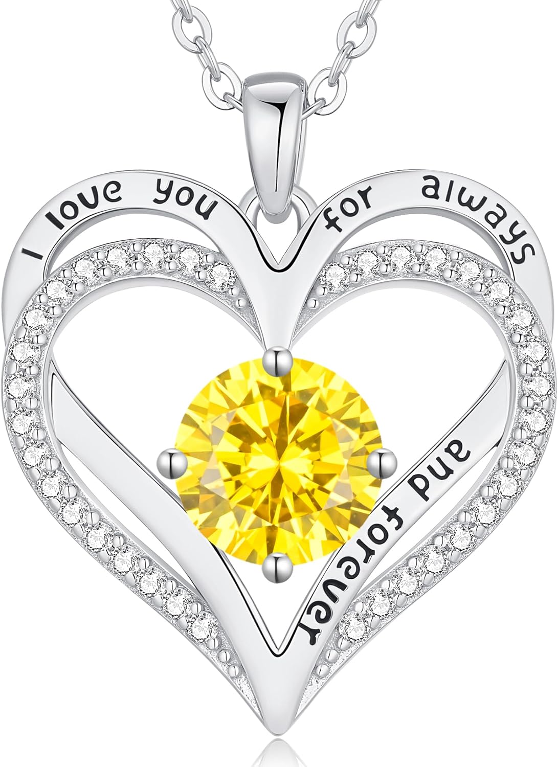 LOUISA SECRET Love Heart Birthstone Necklaces for Women, Birthday Gift for Women, Anniversary Jewelry for Wife Her, 925 Sterling Silver Pendant Necklace, Mother's Day Gift