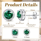 Hayoso 18K Gold Plated Halo Stud Earrings 925 Sterling Silver Cubic Zirconia Stud Earrings Round Square Diamonique Stud Earrings Set for Women Men