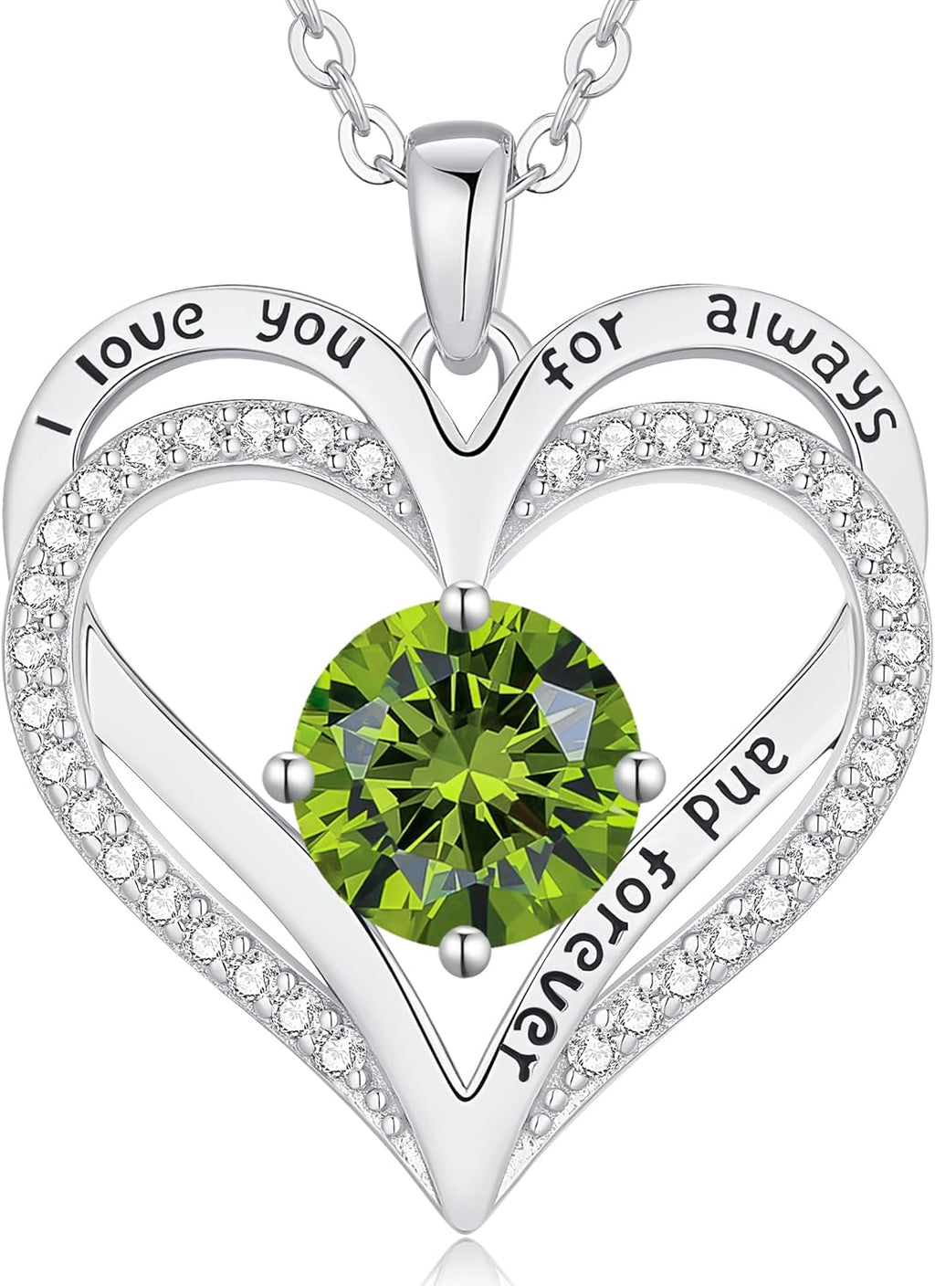 LOUISA SECRET Love Heart Birthstone Necklaces for Women, Birthday Gift for Women, Anniversary Jewelry for Wife Her, 925 Sterling Silver Pendant Necklace, Mother's Day Gift