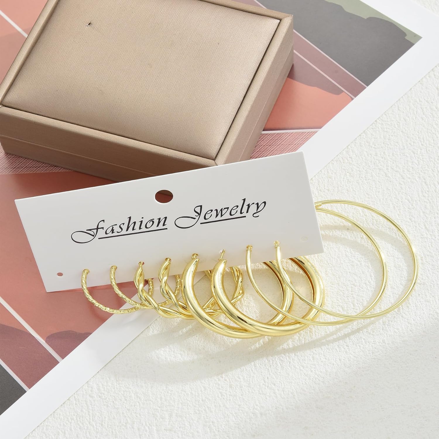 42 Pairs Gold Hoop Earrings Set for Women, Fashion Chunky Pearl Earrings Multipack Twisted Statement Earring Pack, Hypoallergenic Small Big Hoops Earrings for Birthday Party