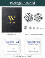 6 Pairs Stud Earrings Set, Hypoallergenic Cubic Zirconia 316L Earrings Stainless Steel CZ Earrings 3-8mm (Steel color)