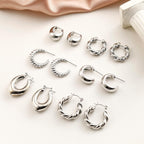 Gold Chunky Hoop Earrings Set for Women, 14K Gold Plated Twisted Huggie Hoop Earring Hypoallergenic, Thick Open Hoops Set Lightweight