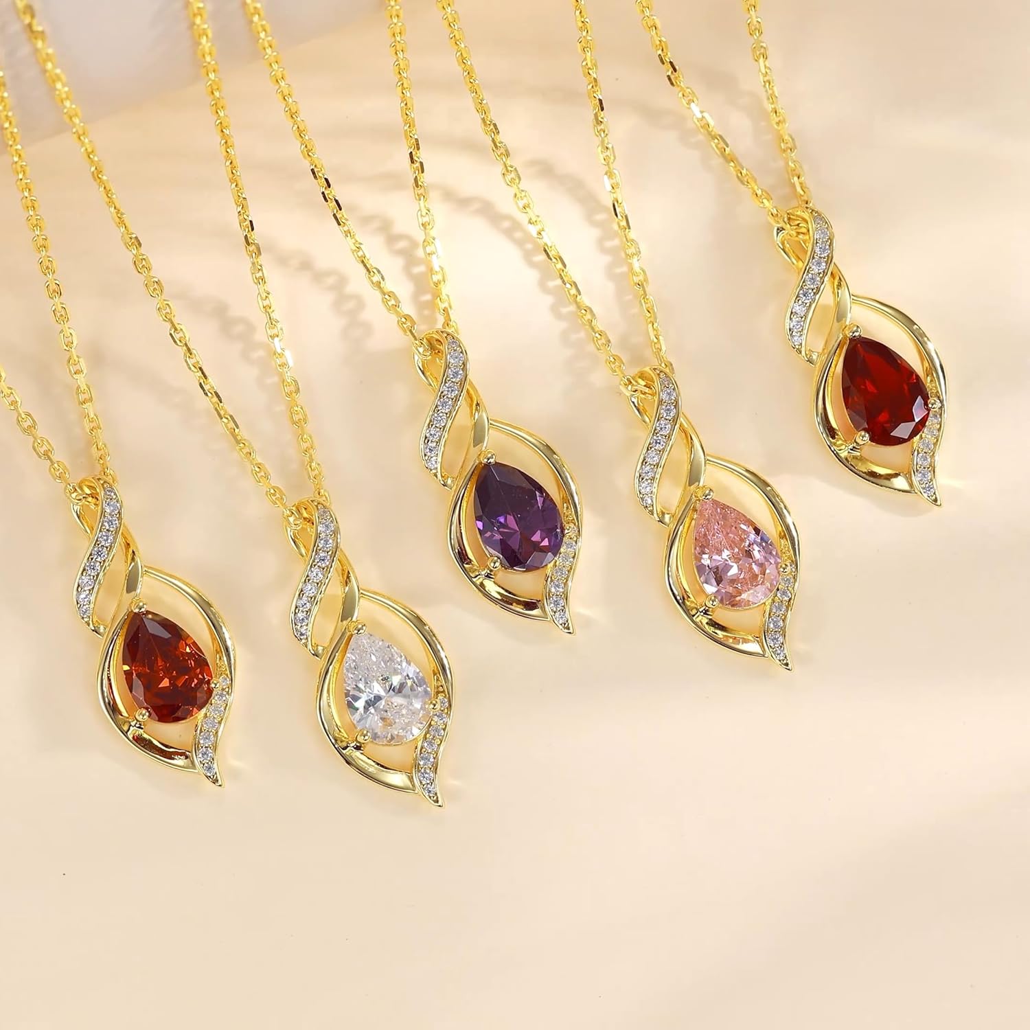 FANCIME Birthstone Necklace for Women Teardrop Necklace S925 Sterling Silver Infinity Love Birthday Gifts for Mom Women Girls, 16"+2" Inches