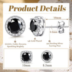 Hayoso 18K Gold Plated Halo Stud Earrings 925 Sterling Silver Cubic Zirconia Stud Earrings Round Square Diamonique Stud Earrings Set for Women Men