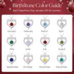 LOUISA SECRET Love Heart Birthstone Necklaces for Women, Birthday Gift for Women, Anniversary Jewelry for Wife Her, 925 Sterling Silver Pendant Necklace, Mother's Day Gift