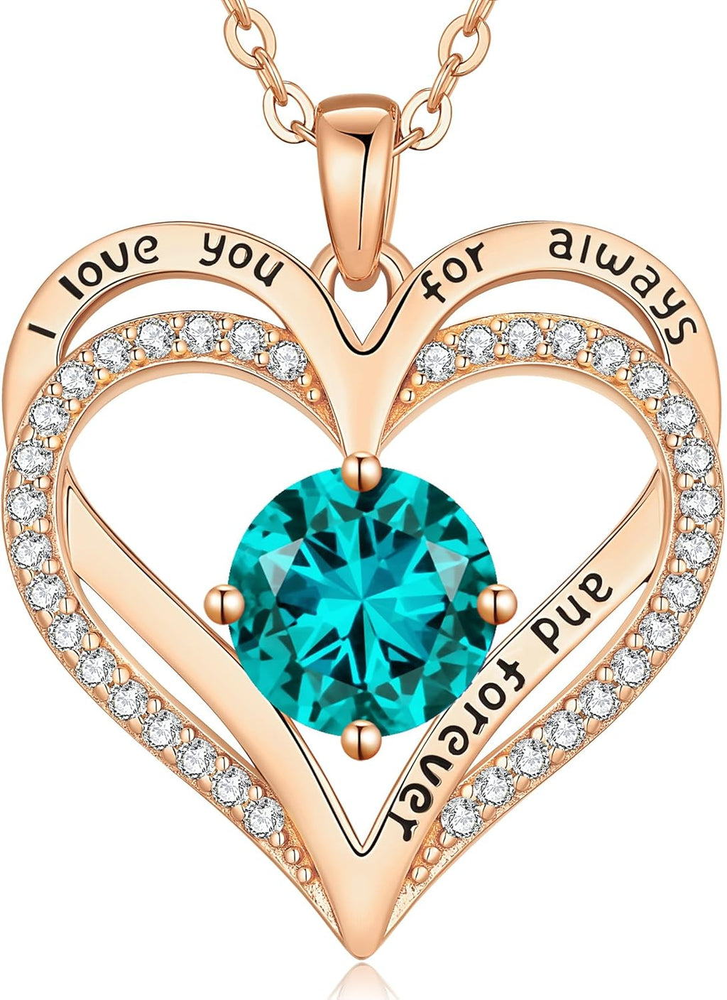 LOUISA SECRET Love Heart Birthstone Necklaces for Women, Birthday Gift for Women, Anniversary Jewelry for Wife Her, 925 Sterling Silver Pendant Necklace, Mother's Day Gift