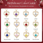 LOUISA SECRET Love Heart Birthstone Necklaces for Women, Birthday Gift for Women, Anniversary Jewelry for Wife Her, 925 Sterling Silver Pendant Necklace, Mother's Day Gift
