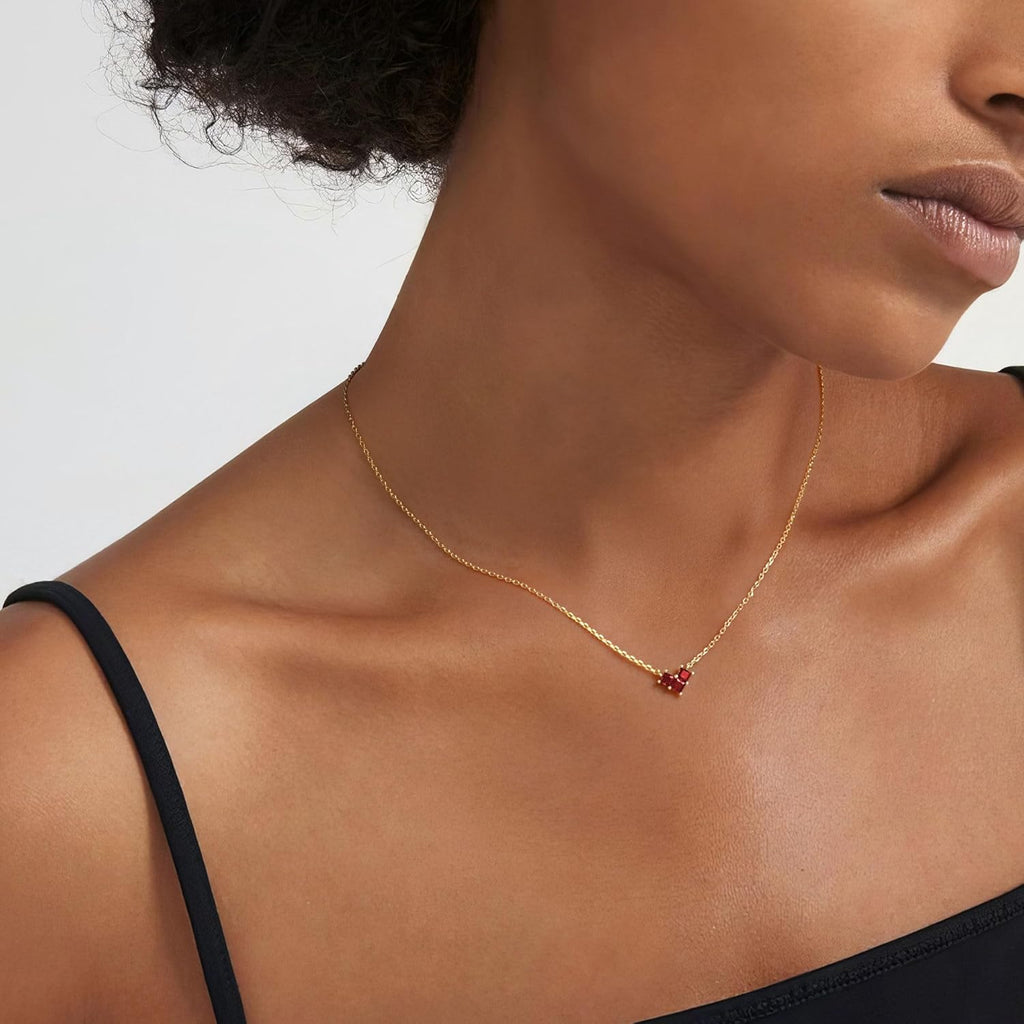 Turandoss Birthstone Necklaces for Women - Created 14K Gold Plated Blue Green Emerald Pendent Necklaces for Women Teen Girls 12 Month Dainty Heart Birthstone Jewelry Birthday Gifts