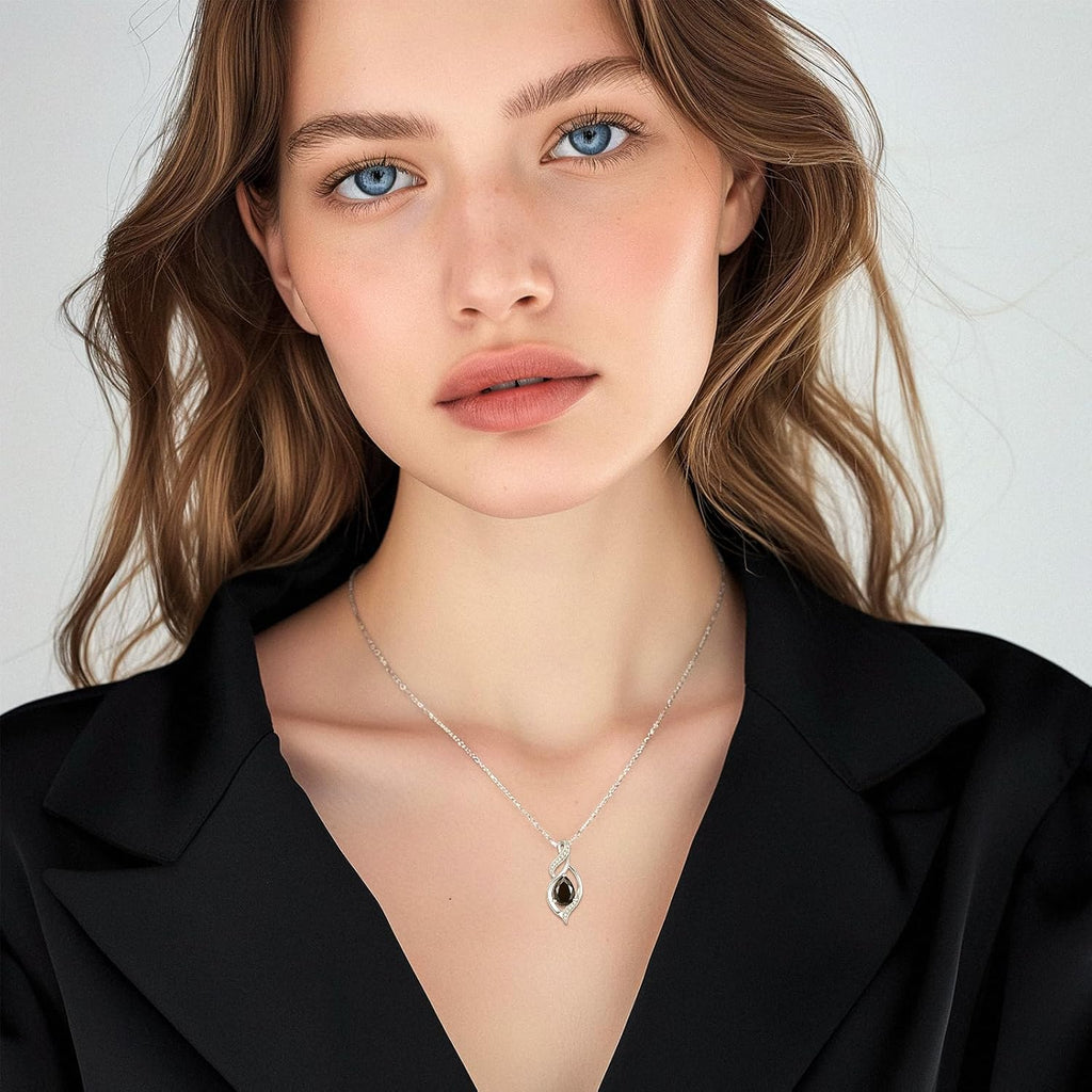 FANCIME Birthstone Necklace for Women Teardrop Necklace S925 Sterling Silver Infinity Love Birthday Gifts for Mom Women Girls, 16"+2" Inches