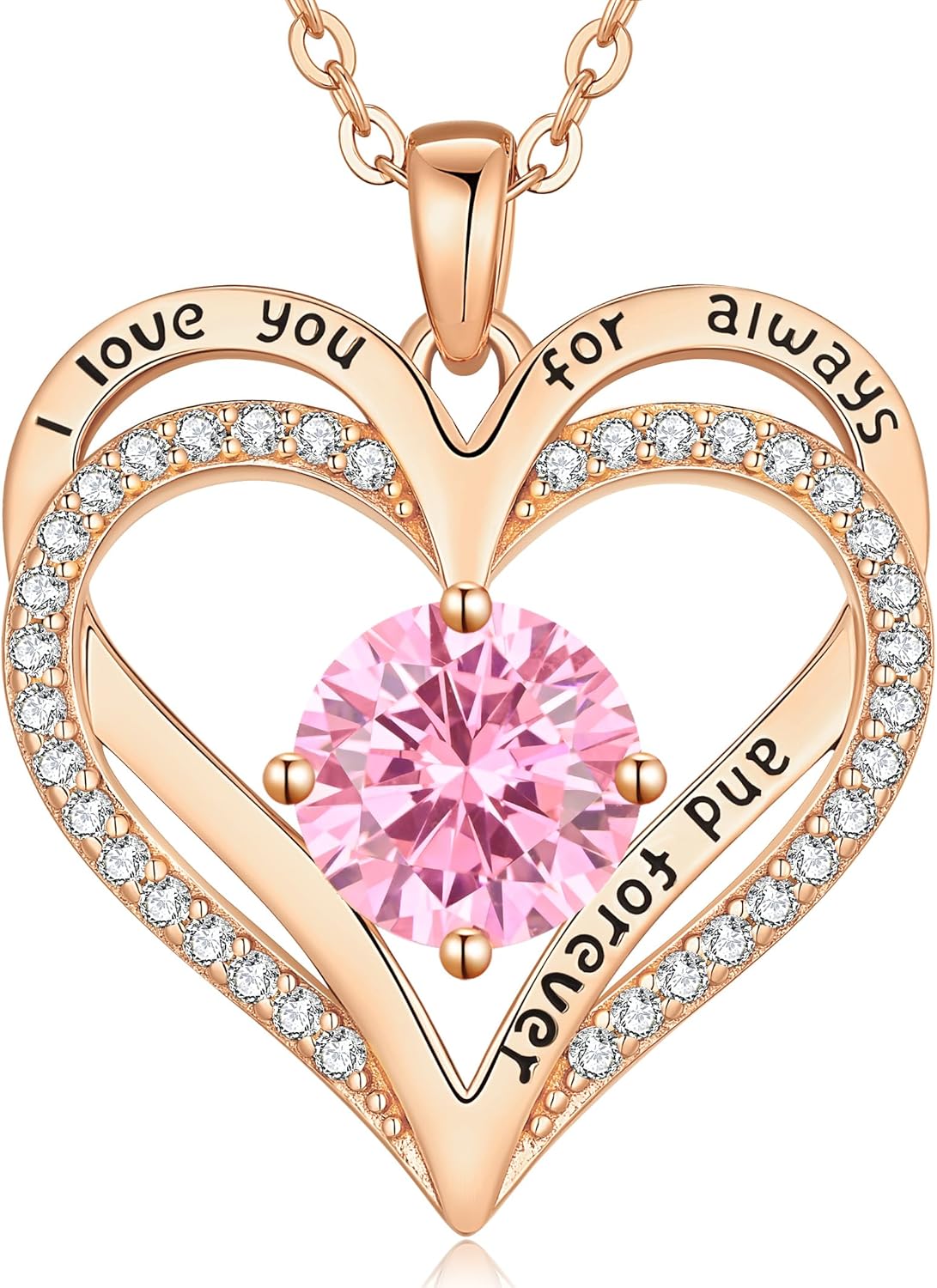 LOUISA SECRET Love Heart Birthstone Necklaces for Women, Birthday Gift for Women, Anniversary Jewelry for Wife Her, 925 Sterling Silver Pendant Necklace, Mother's Day Gift