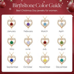 LOUISA SECRET Love Heart Birthstone Necklaces for Women, Birthday Gift for Women, Anniversary Jewelry for Wife Her, 925 Sterling Silver Pendant Necklace, Mother's Day Gift