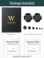 6 Pairs Stud Earrings Set, Hypoallergenic Cubic Zirconia 316L Earrings Stainless Steel CZ Earrings 3-8mm (Steel color)