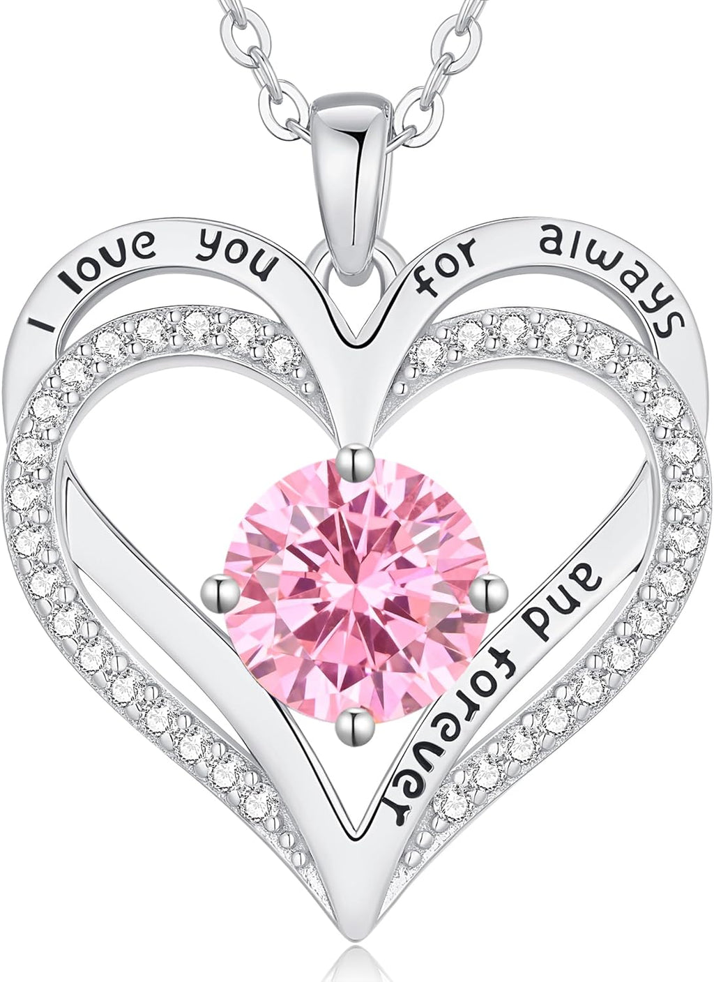 LOUISA SECRET Love Heart Birthstone Necklaces for Women, Birthday Gift for Women, Anniversary Jewelry for Wife Her, 925 Sterling Silver Pendant Necklace, Mother's Day Gift