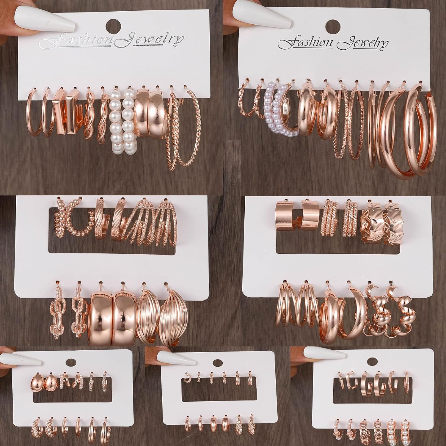 42 Pairs Gold Hoop Earrings Set for Women, Fashion Chunky Pearl Earrings Multipack Twisted Statement Earring Pack, Hypoallergenic Small Big Hoops Earrings for Birthday Party