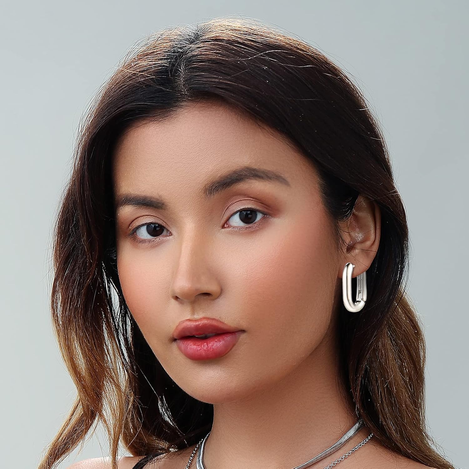 Gold Chunky Hoop Earrings Set for Women, 14K Gold Plated Twisted Huggie Hoop Earring Hypoallergenic, Thick Open Hoops Set Lightweight