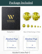 6 Pairs Stud Earrings Set, Hypoallergenic Cubic Zirconia 316L Earrings Stainless Steel CZ Earrings 3-8mm (Steel color)