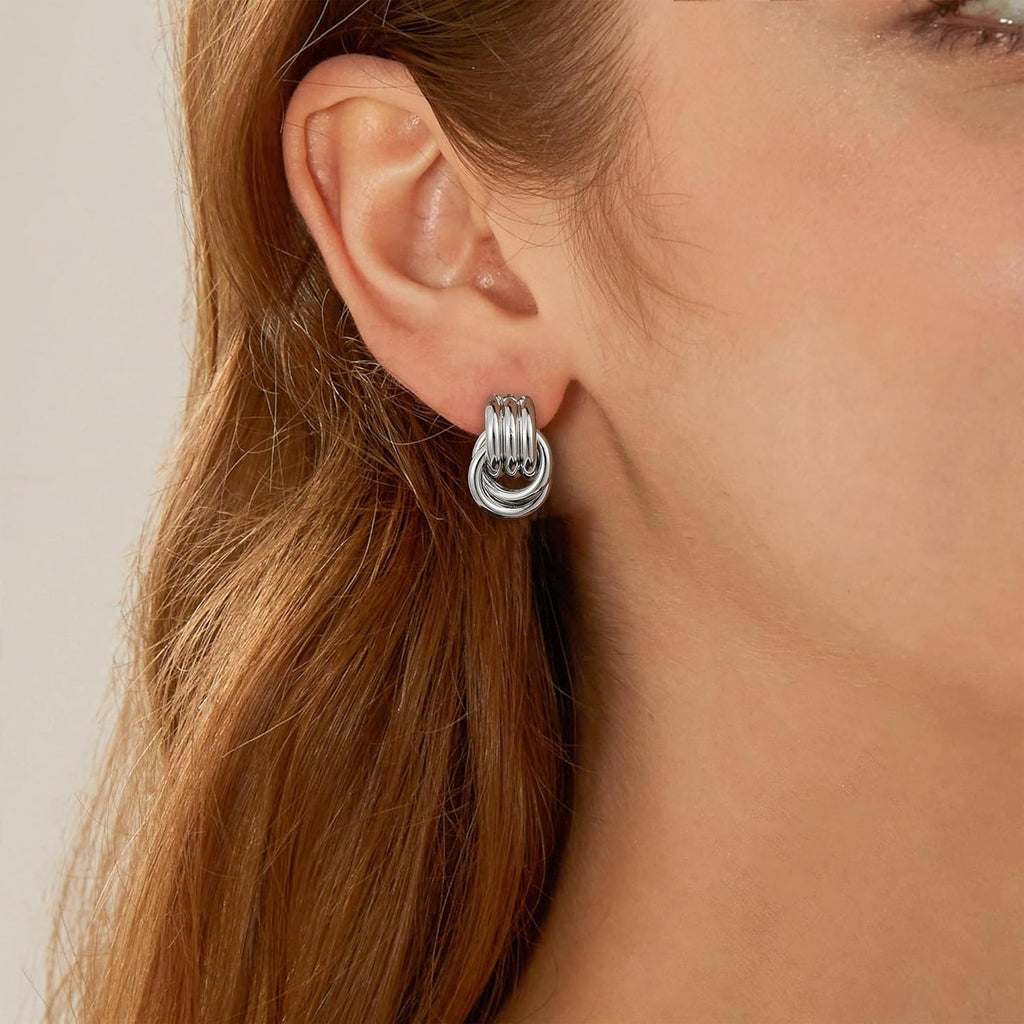 Trendy Gold Plated Knot Earrings for Women Chunky Statement Drop Dangle Earrings Lightweight Hypoallergenic Fashion Accessories Gold Jewelry Gifts for Womens