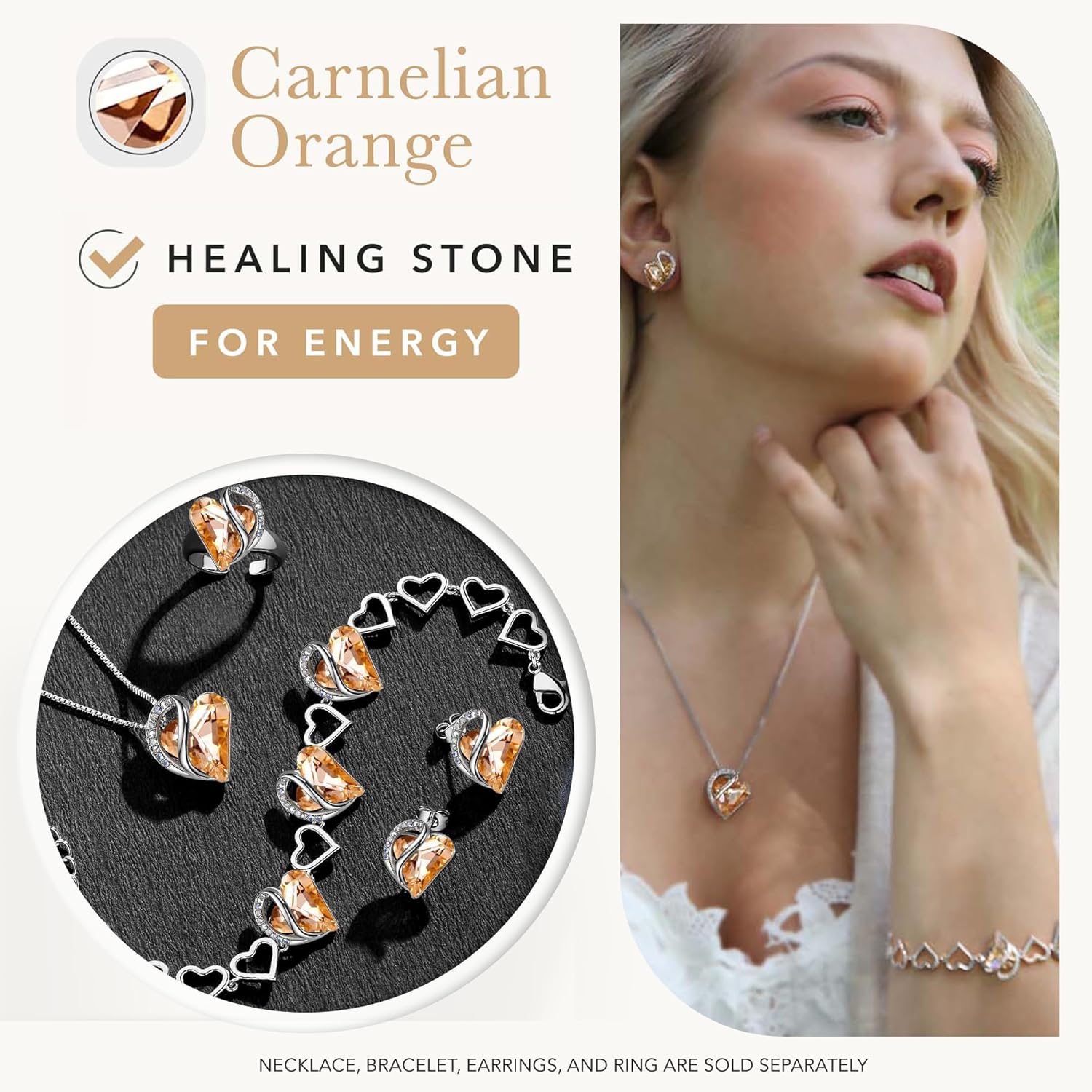 Leafael Necklaces for Women, Infinity Love Birthstone Heart Crystal Pendant, Birthday Jewelry Gifts for Her, Mom, and Wife, Silver Plated, 18 plus 2 inch Adjustable Chain