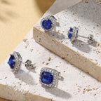 Hayoso 18K Gold Plated Halo Stud Earrings 925 Sterling Silver Cubic Zirconia Stud Earrings Round Square Diamonique Stud Earrings Set for Women Men