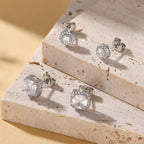 Hayoso 18K Gold Plated Halo Stud Earrings 925 Sterling Silver Cubic Zirconia Stud Earrings Round Square Diamonique Stud Earrings Set for Women Men