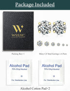 6 Pairs Stud Earrings Set, Hypoallergenic Cubic Zirconia 316L Earrings Stainless Steel CZ Earrings 3-8mm (Steel color)