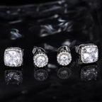 Hayoso 18K Gold Plated Halo Stud Earrings 925 Sterling Silver Cubic Zirconia Stud Earrings Round Square Diamonique Stud Earrings Set for Women Men