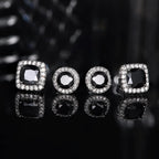 Hayoso 18K Gold Plated Halo Stud Earrings 925 Sterling Silver Cubic Zirconia Stud Earrings Round Square Diamonique Stud Earrings Set for Women Men