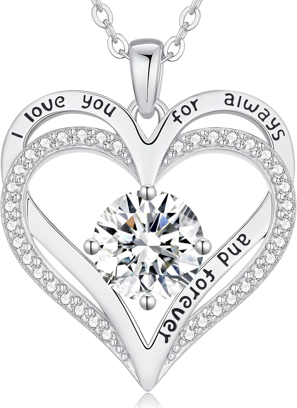 LOUISA SECRET Love Heart Birthstone Necklaces for Women, Birthday Gift for Women, Anniversary Jewelry for Wife Her, 925 Sterling Silver Pendant Necklace, Mother's Day Gift