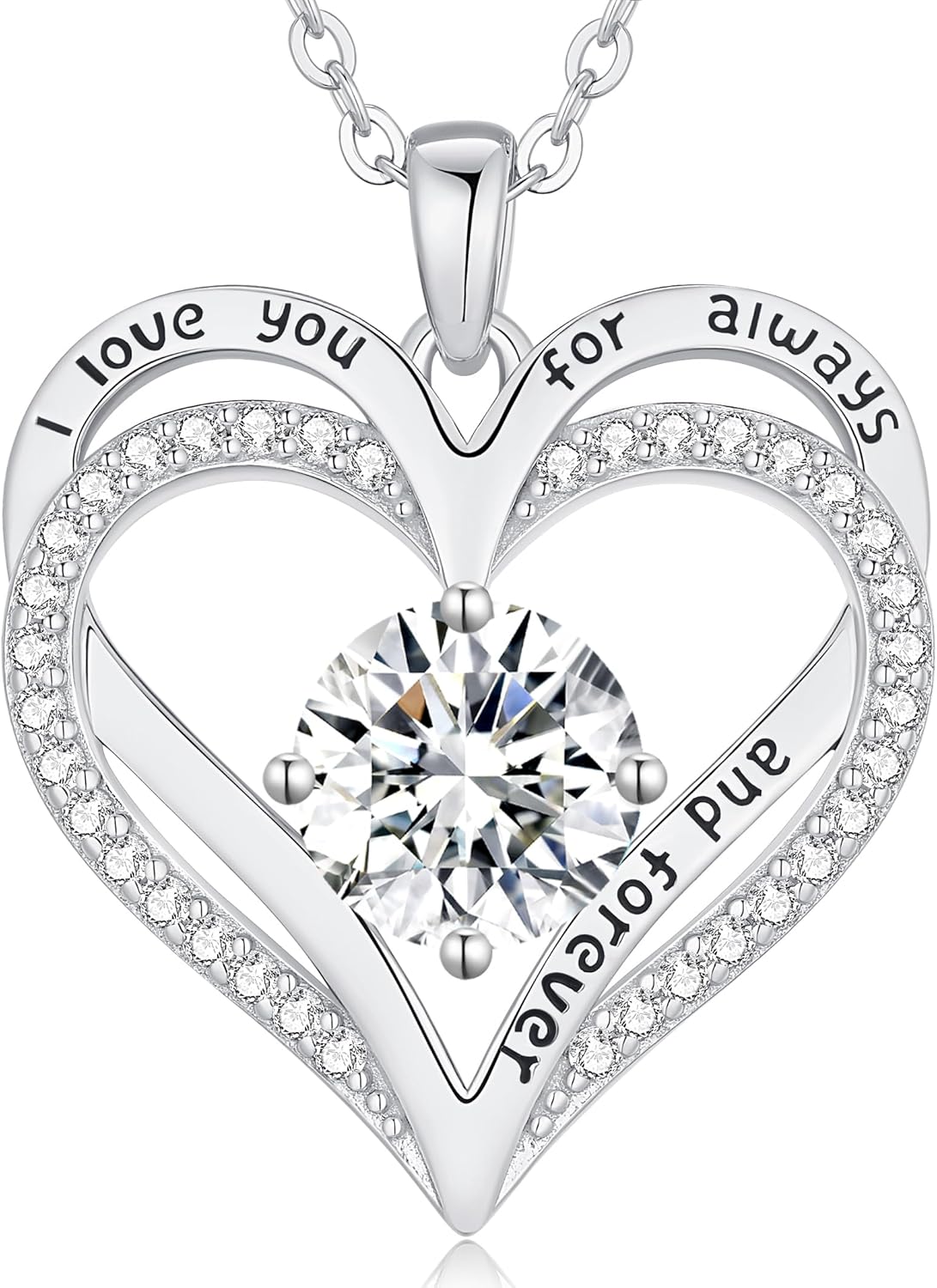 LOUISA SECRET Love Heart Birthstone Necklaces for Women, Birthday Gift for Women, Anniversary Jewelry for Wife Her, 925 Sterling Silver Pendant Necklace, Mother's Day Gift
