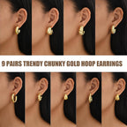 42 Pairs Gold Hoop Earrings Set for Women, Fashion Chunky Pearl Earrings Multipack Twisted Statement Earring Pack, Hypoallergenic Small Big Hoops Earrings for Birthday Party
