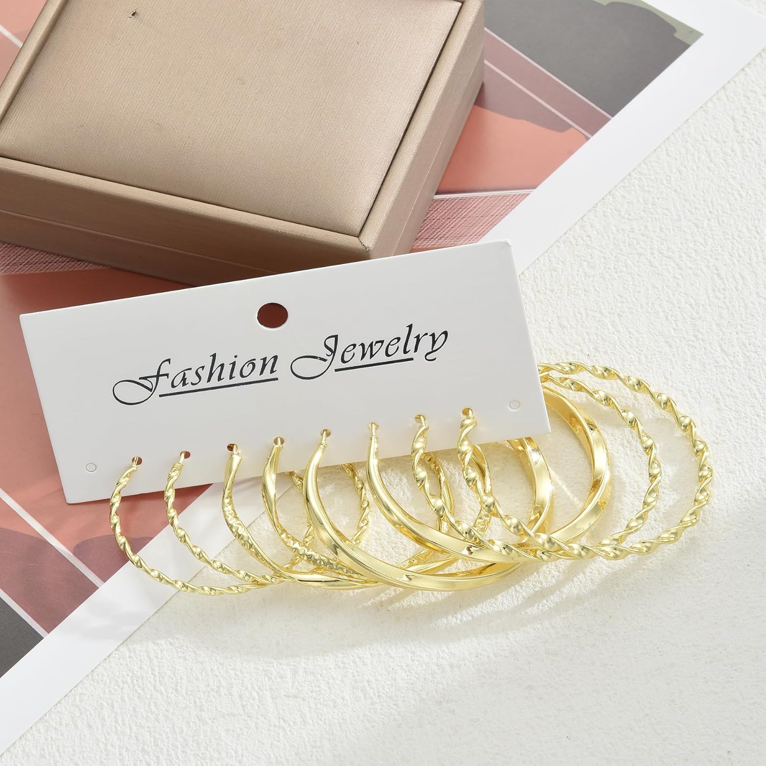 42 Pairs Gold Hoop Earrings Set for Women, Fashion Chunky Pearl Earrings Multipack Twisted Statement Earring Pack, Hypoallergenic Small Big Hoops Earrings for Birthday Party