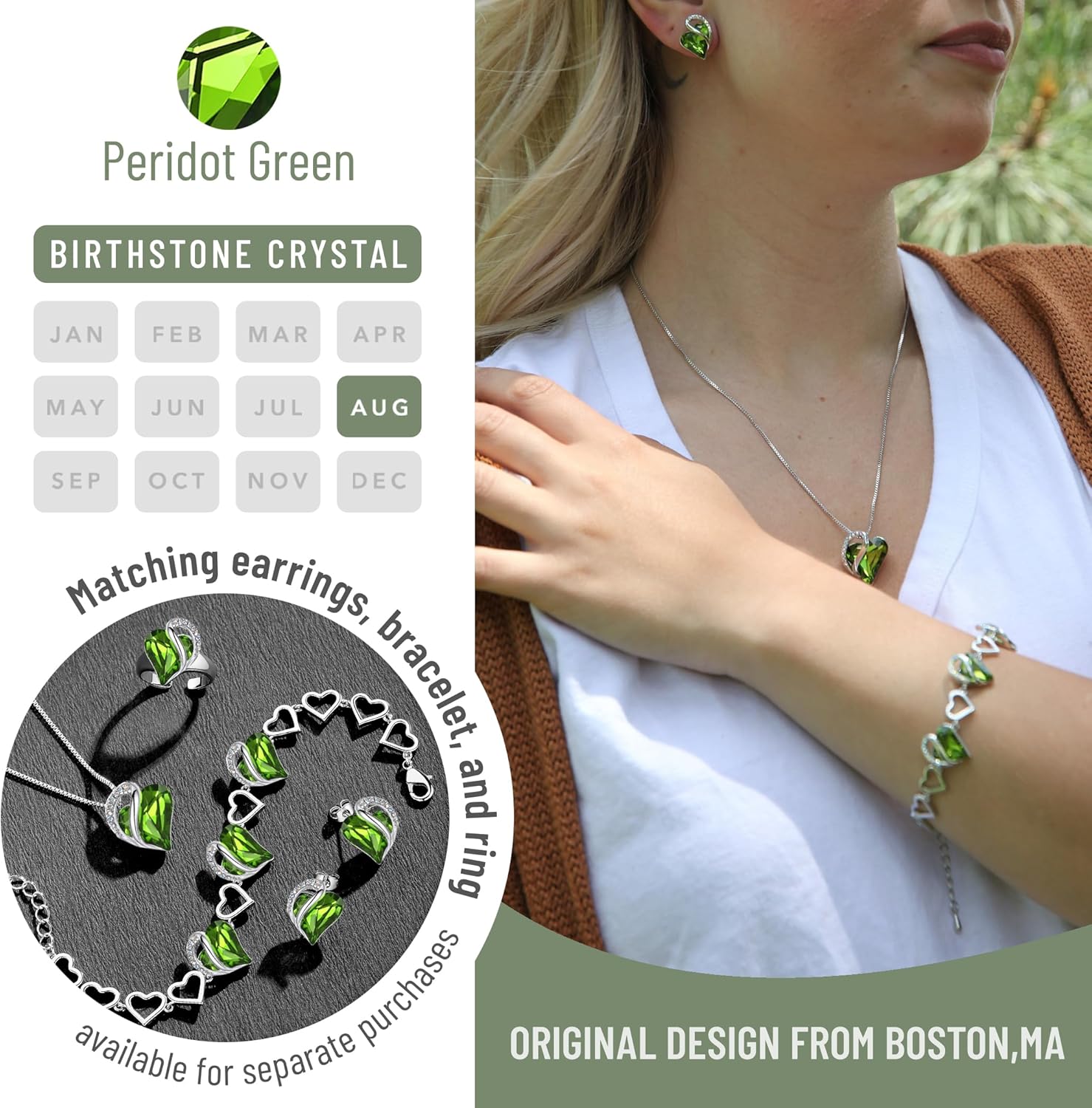 Leafael Necklaces for Women, Infinity Love Birthstone Heart Crystal Pendant, Birthday Jewelry Gifts for Her, Mom, and Wife, Silver Plated, 18 plus 2 inch Adjustable Chain