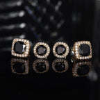 Hayoso 18K Gold Plated Halo Stud Earrings 925 Sterling Silver Cubic Zirconia Stud Earrings Round Square Diamonique Stud Earrings Set for Women Men