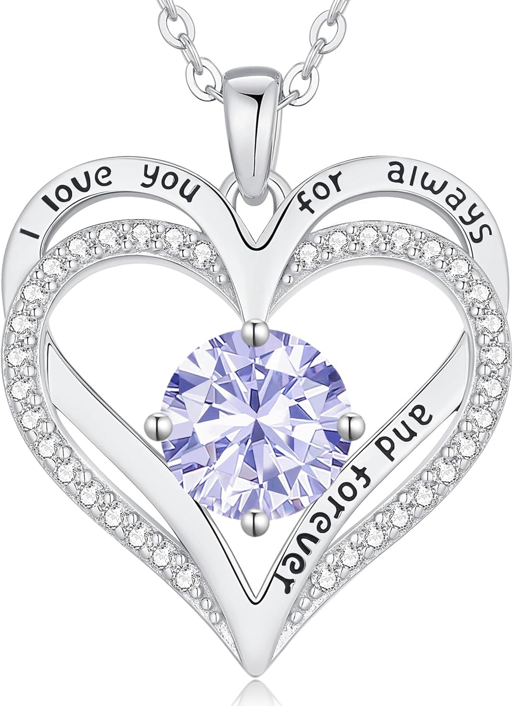 LOUISA SECRET Love Heart Birthstone Necklaces for Women, Birthday Gift for Women, Anniversary Jewelry for Wife Her, 925 Sterling Silver Pendant Necklace, Mother's Day Gift