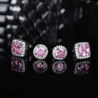 Hayoso 18K Gold Plated Halo Stud Earrings 925 Sterling Silver Cubic Zirconia Stud Earrings Round Square Diamonique Stud Earrings Set for Women Men