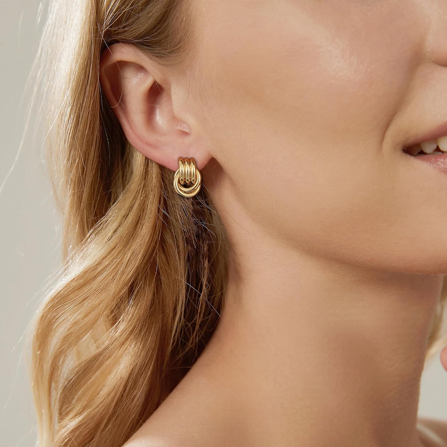 Trendy Gold Plated Knot Earrings for Women Chunky Statement Drop Dangle Earrings Lightweight Hypoallergenic Fashion Accessories Gold Jewelry Gifts for Womens