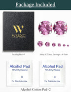 6 Pairs Stud Earrings Set, Hypoallergenic Cubic Zirconia 316L Earrings Stainless Steel CZ Earrings 3-8mm (Steel color)