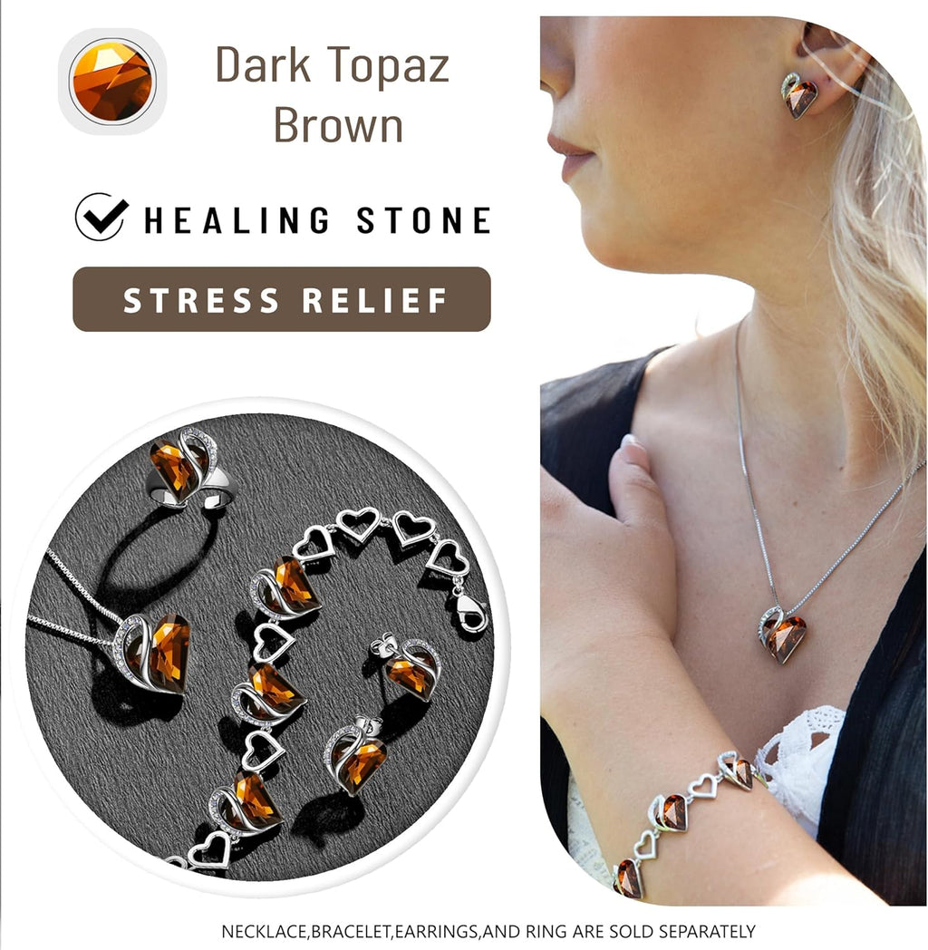 Leafael Necklaces for Women, Infinity Love Birthstone Heart Crystal Pendant, Birthday Jewelry Gifts for Her, Mom, and Wife, Silver Plated, 18 plus 2 inch Adjustable Chain