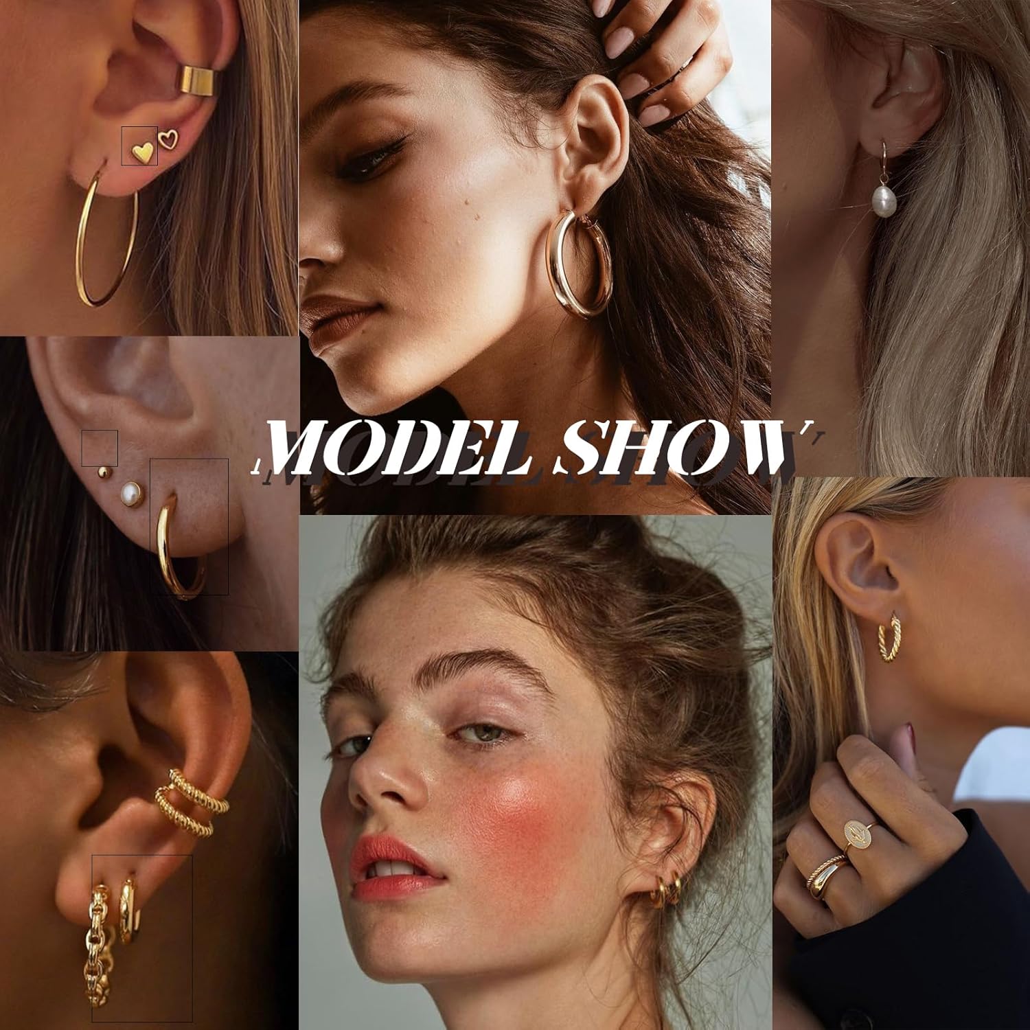 42 Pairs Gold Hoop Earrings Set for Women, Fashion Chunky Pearl Earrings Multipack Twisted Statement Earring Pack, Hypoallergenic Small Big Hoops Earrings for Birthday Party