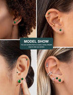 6 Pairs Stud Earrings Set, Hypoallergenic Cubic Zirconia 316L Earrings Stainless Steel CZ Earrings 3-8mm (Steel color)