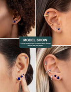 6 Pairs Stud Earrings Set, Hypoallergenic Cubic Zirconia 316L Earrings Stainless Steel CZ Earrings 3-8mm (Steel color)