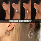 42 Pairs Gold Hoop Earrings Set for Women, Fashion Chunky Pearl Earrings Multipack Twisted Statement Earring Pack, Hypoallergenic Small Big Hoops Earrings for Birthday Party