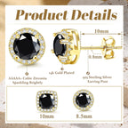 Hayoso 18K Gold Plated Halo Stud Earrings 925 Sterling Silver Cubic Zirconia Stud Earrings Round Square Diamonique Stud Earrings Set for Women Men