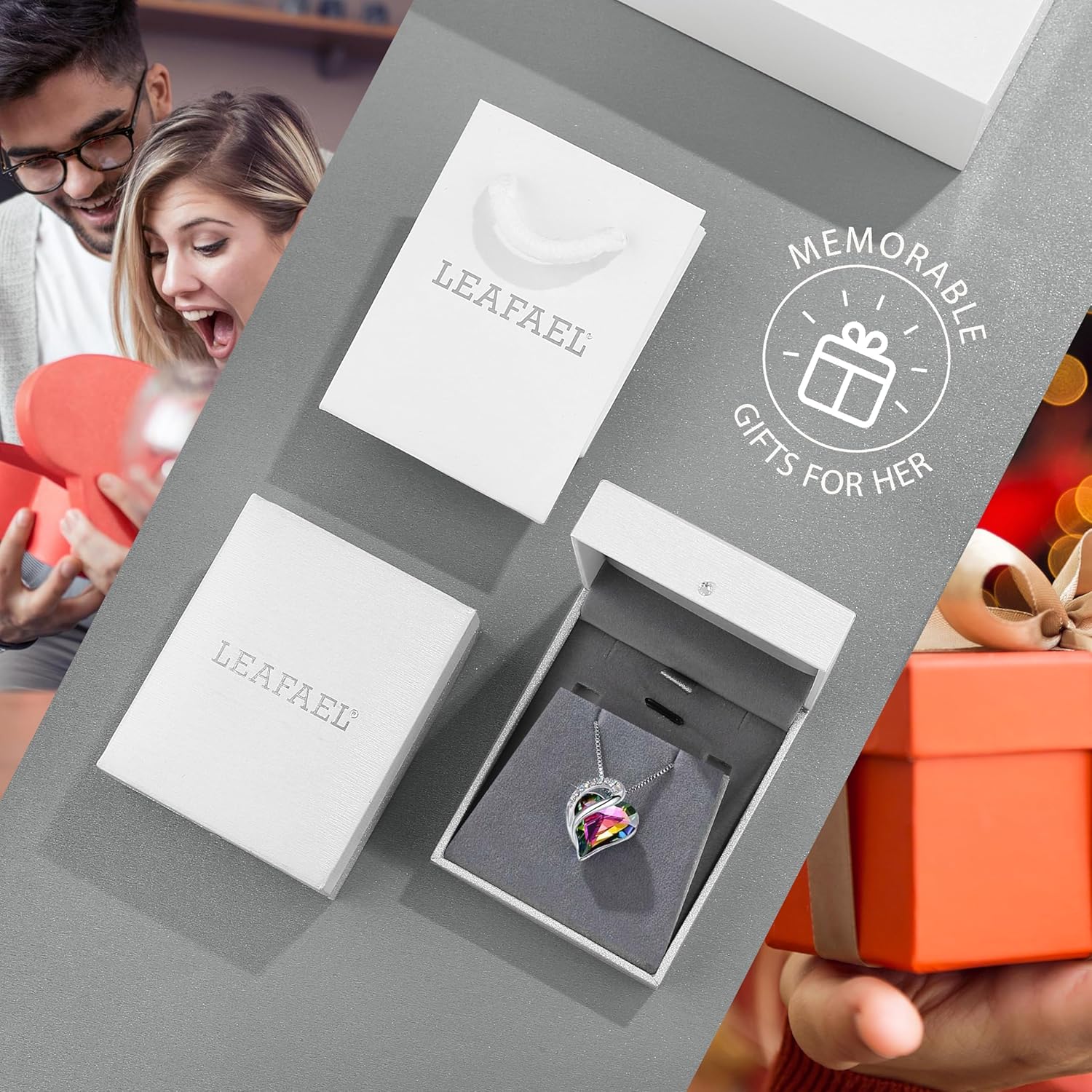 Leafael Necklaces for Women, Infinity Love Birthstone Heart Crystal Pendant, Birthday Jewelry Gifts for Her, Mom, and Wife, Silver Plated, 18 plus 2 inch Adjustable Chain