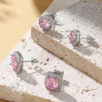 Hayoso 18K Gold Plated Halo Stud Earrings 925 Sterling Silver Cubic Zirconia Stud Earrings Round Square Diamonique Stud Earrings Set for Women Men