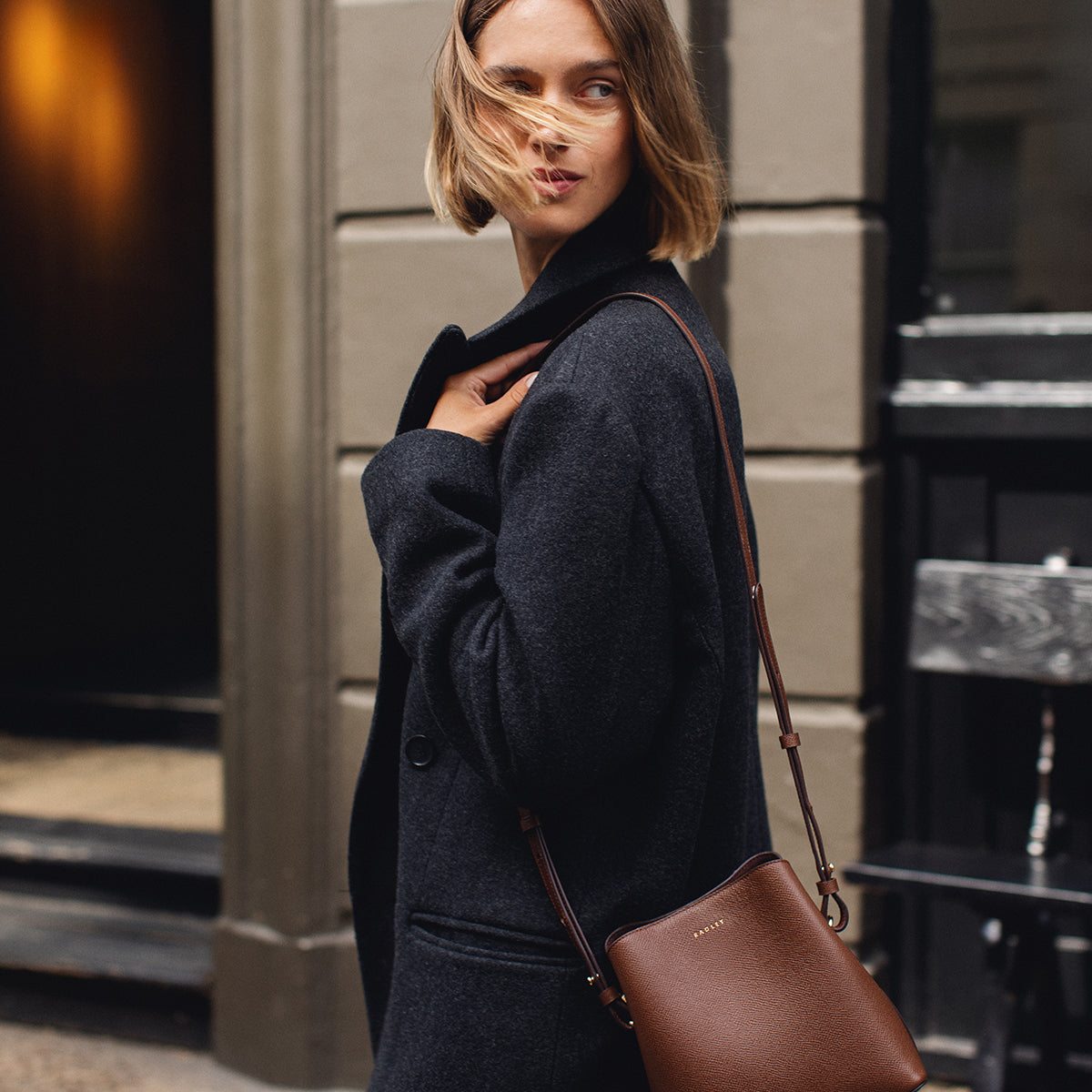 Dukes Place Leather Small Compartment Cross Body Bag in Chocolate - 112130