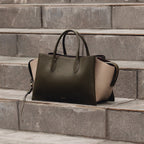 The Romilly Leather Large Ziptop Grab Bag in Pine Needle - 112268