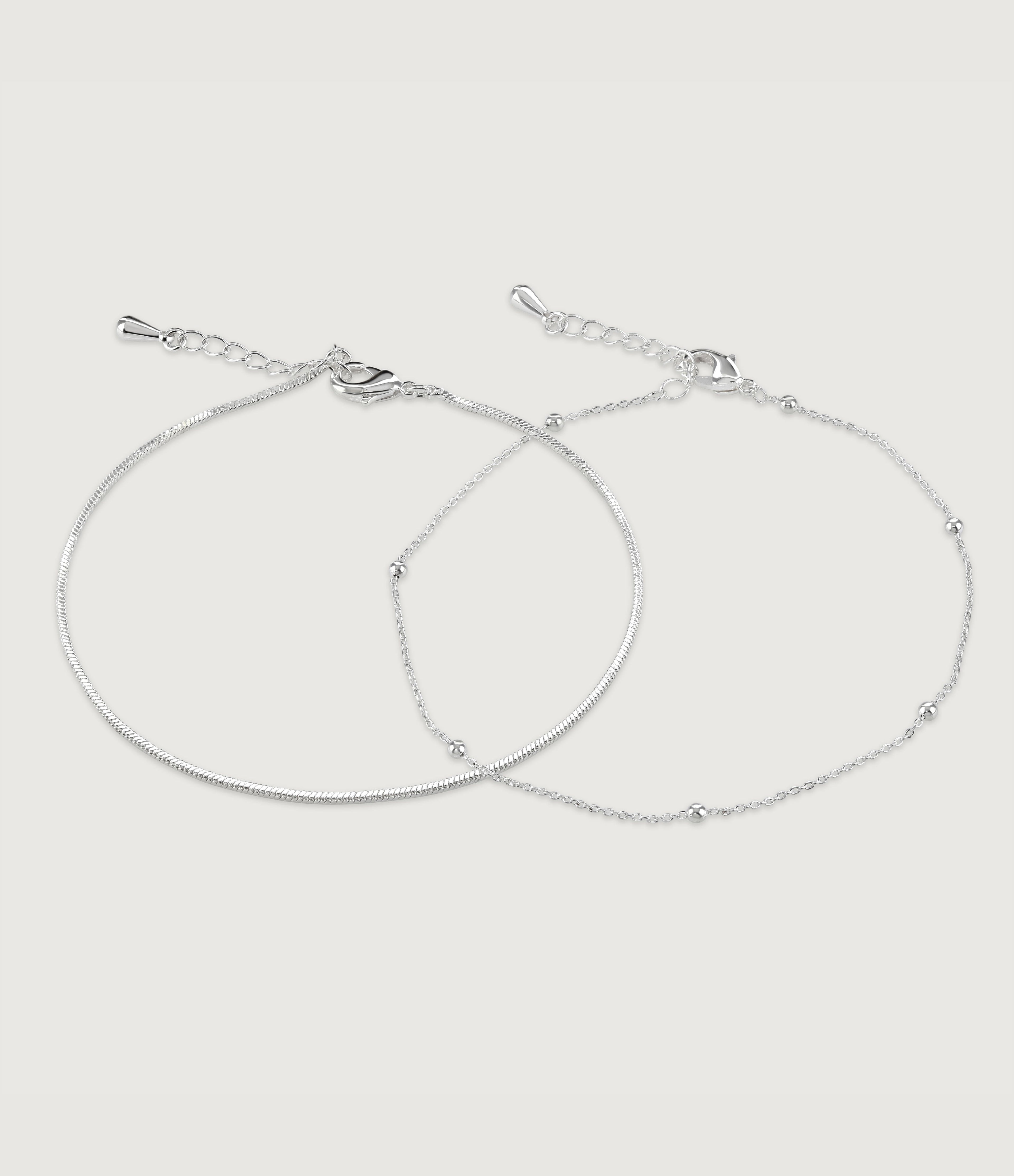 SET OF TWO CHAIN AND BEADED BRACELETS