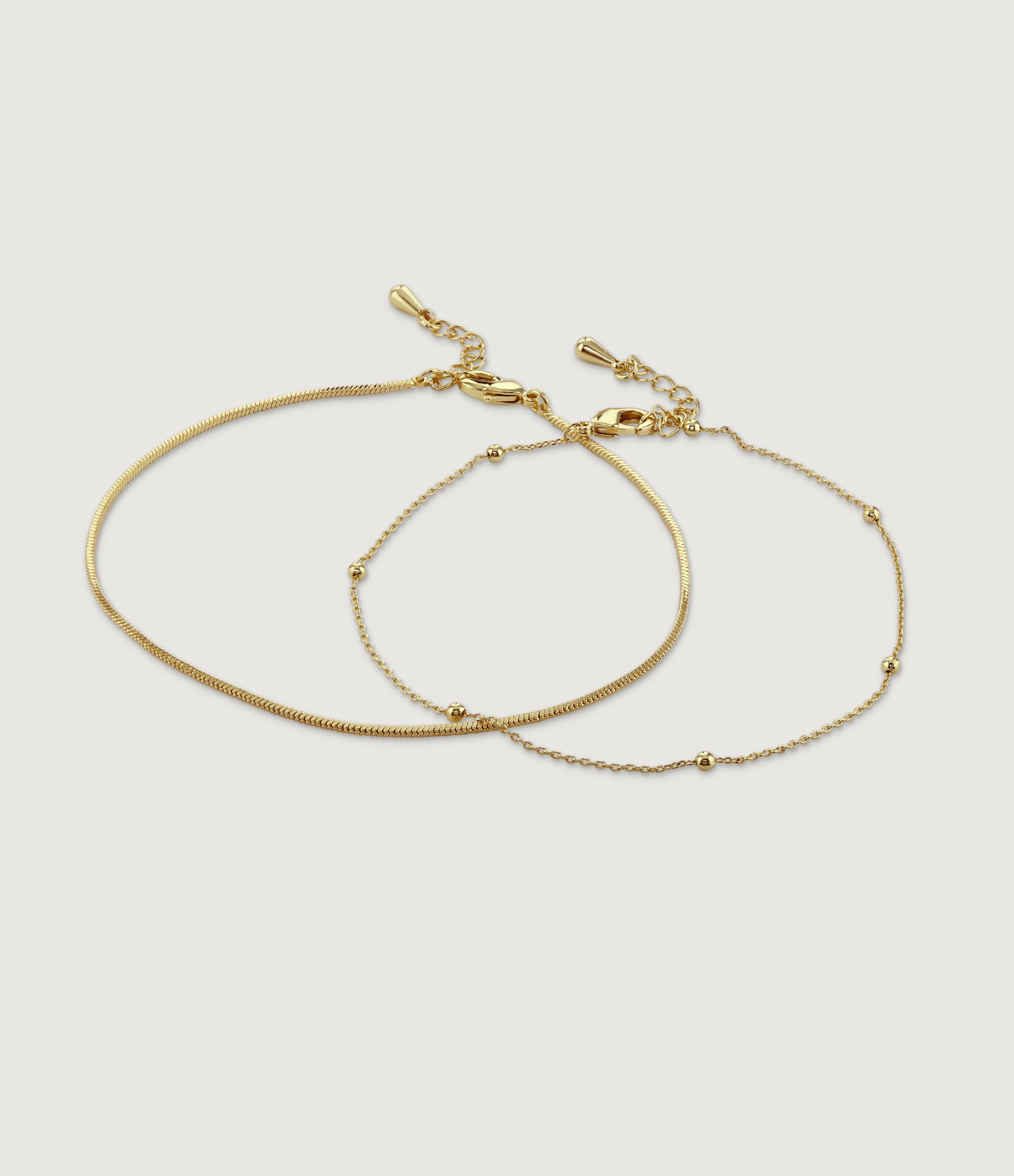 SET OF TWO CHAIN AND BEADED BRACELETS